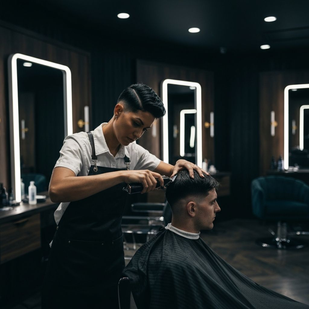 Professional barber at work